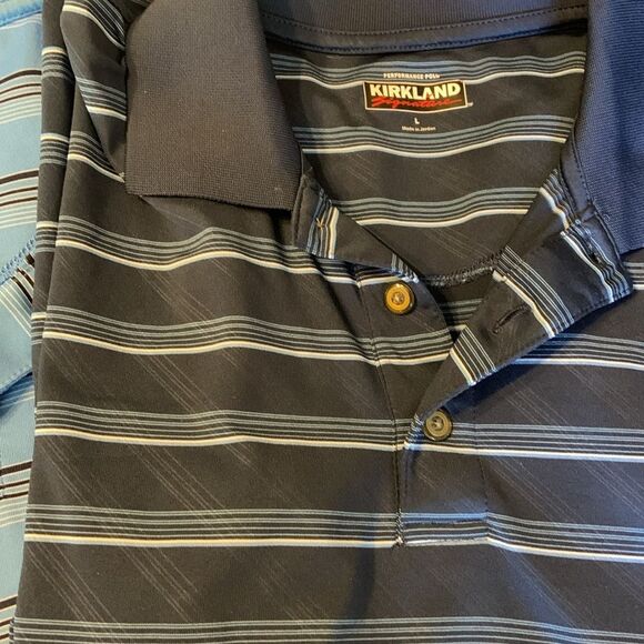 Polo Shirts Set of 2 Stripes Golf Tops Men’s Large - Picture 7 of 7